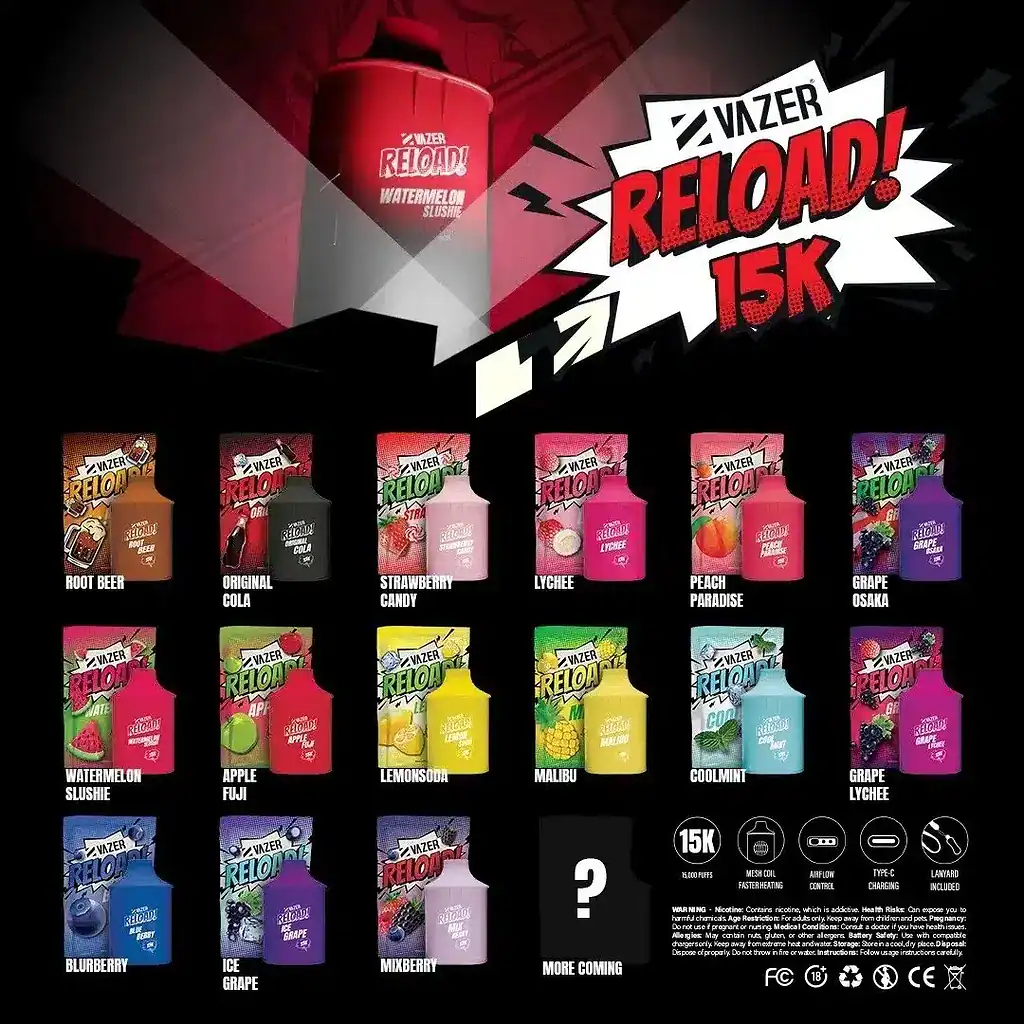 Vazer Reload 15K พอตใช้แล้วทิ้งแบบเปลี่ยนหัวได้ จบครบในแท่งเดียว