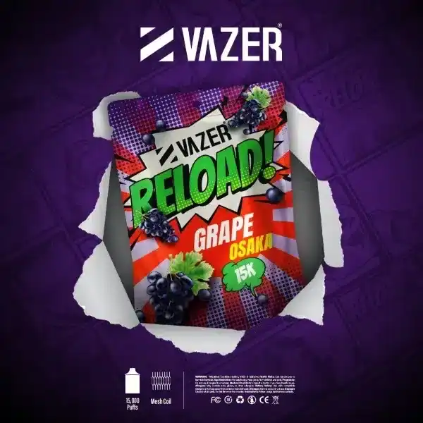 vazer reload 15k กลิ่นองุ่นหวานหอม สไตล์น้ำผลไม้ญี่ปุ่น