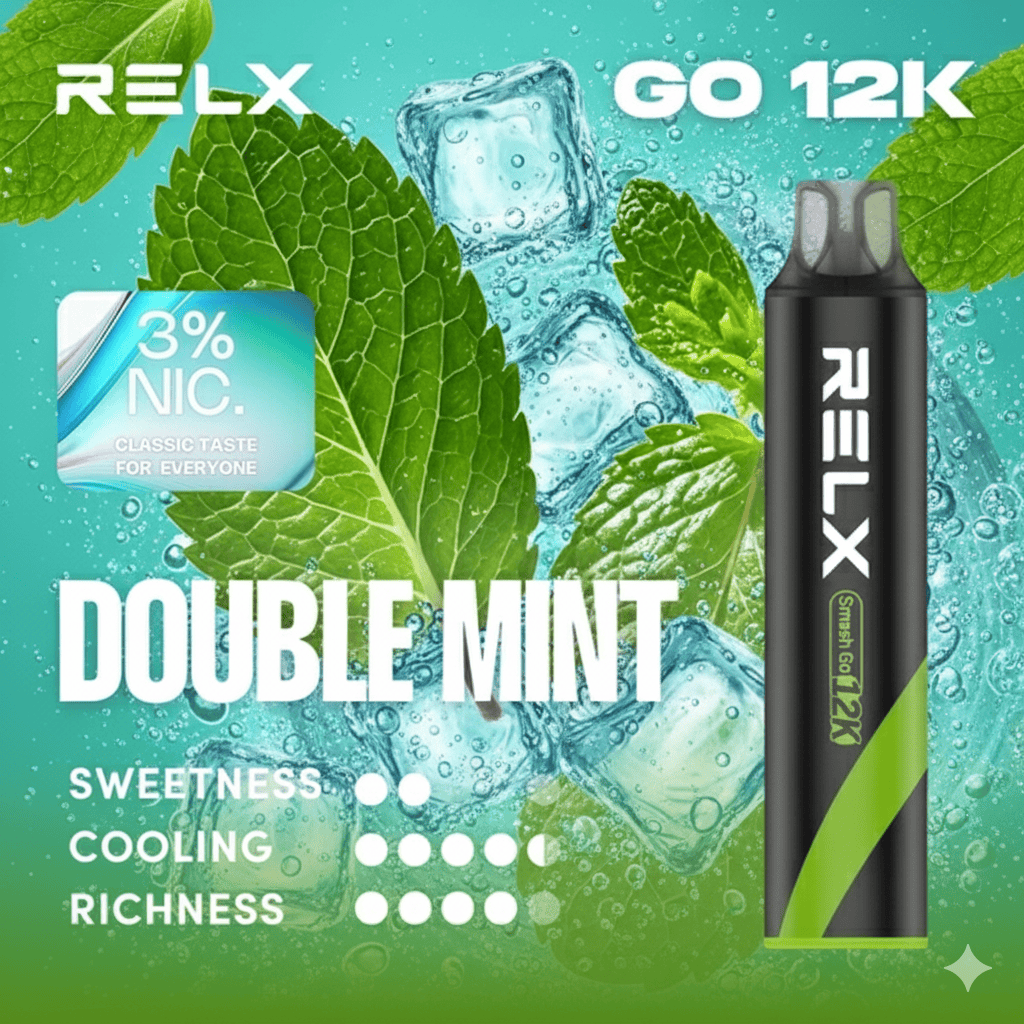 relx smash go 12k กลิ่นมิ้นต์คู่เย็นสดชื่นยาวนาน