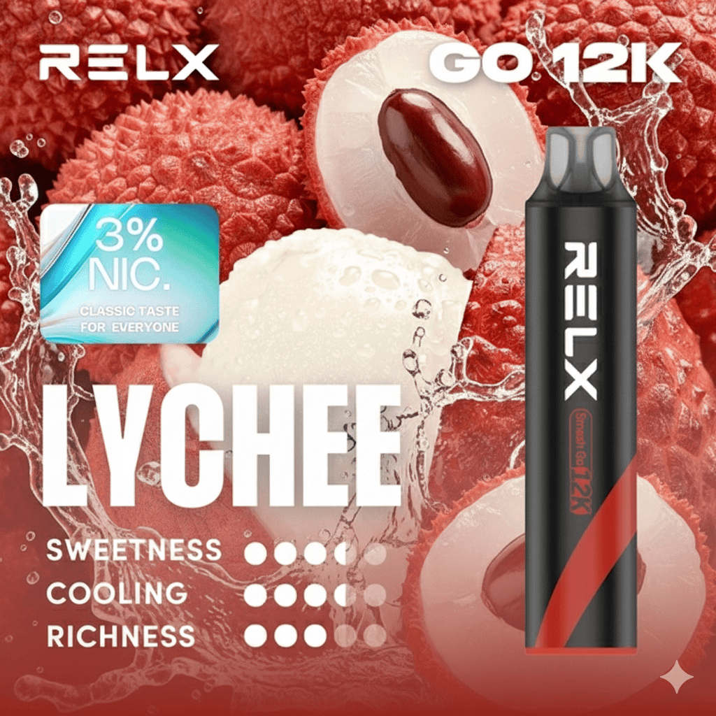 relx smash go 12k กลิ่นลิ้นจี่หอมละมุน หวานสดใส